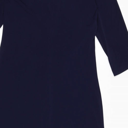Wardrobe Womens Blue Polyester A-Line Size 12 V-Neck Pullover