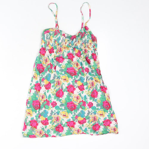 Topshop Womens Multicoloured Floral 100% Cotton Camisole Tank Size 12 Scoop Neck