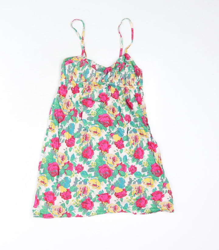 Topshop Womens Multicoloured Floral 100% Cotton Camisole Tank Size 12 Scoop Neck