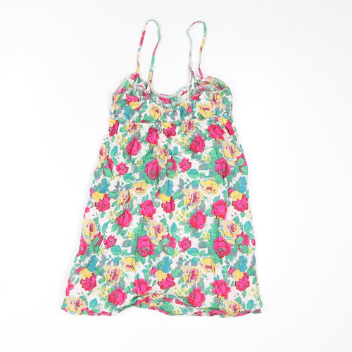 Topshop Womens Multicoloured Floral 100% Cotton Camisole Tank Size 12 Scoop Neck