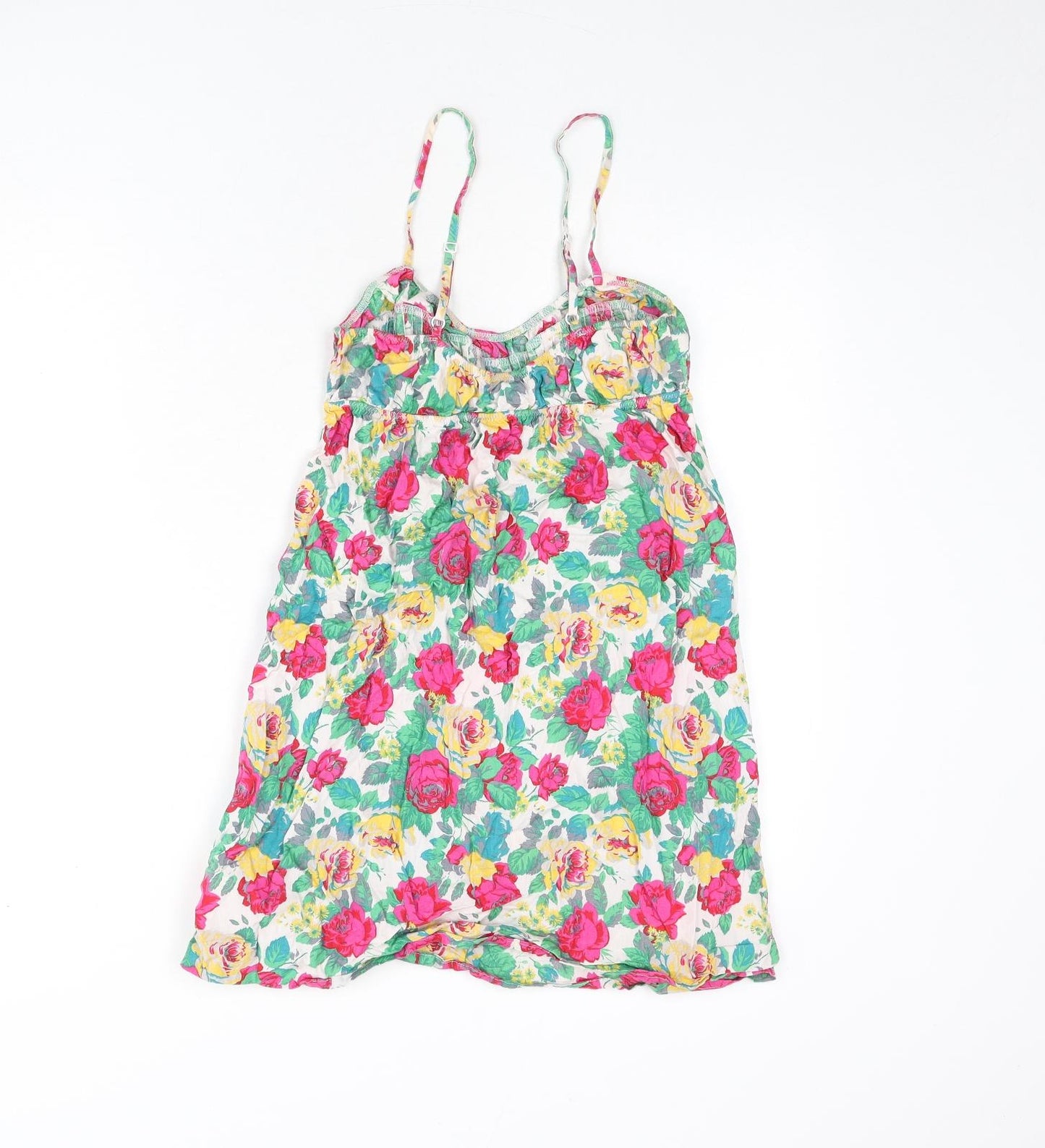 Topshop Womens Multicoloured Floral 100% Cotton Camisole Tank Size 12 Scoop Neck