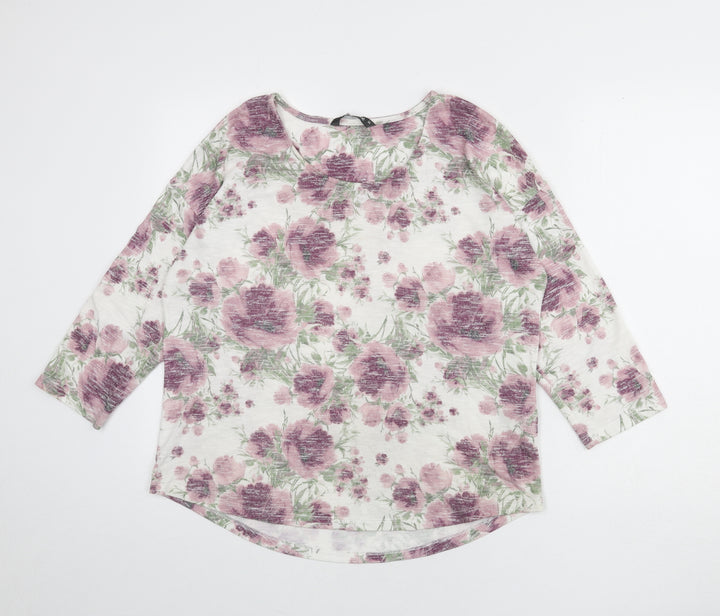 Bonmarché Womens Multicoloured Round Neck Floral Polyester Pullover Jumper Size 16