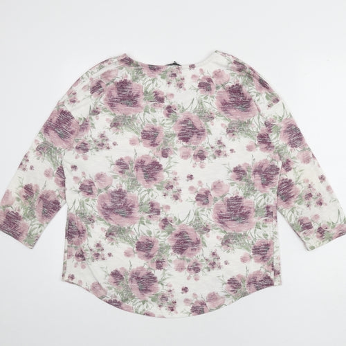 Bonmarché Womens Multicoloured Round Neck Floral Polyester Pullover Jumper Size 16