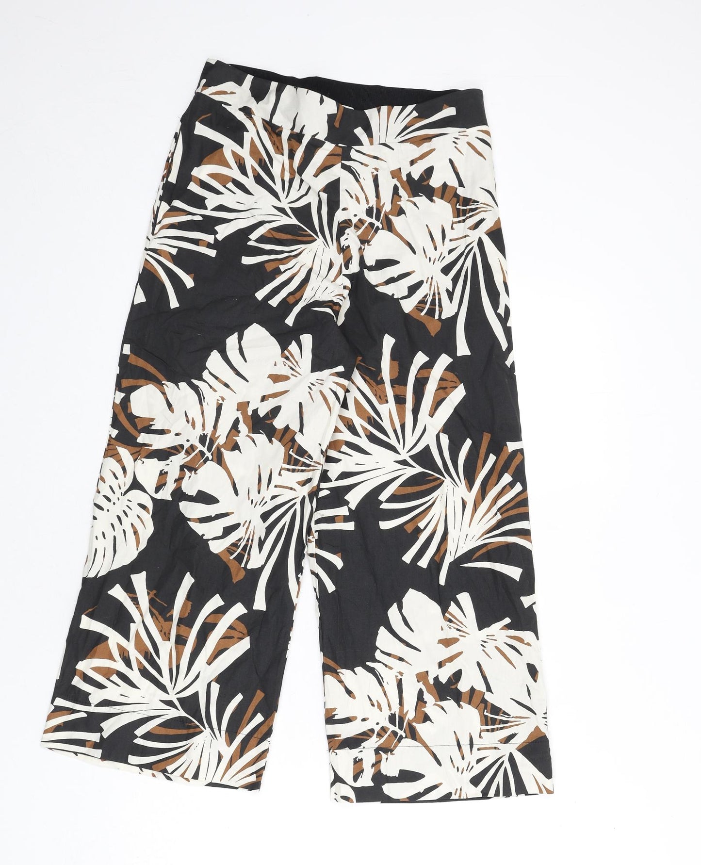 Alpha Womens Multicoloured Geometric Cotton Trousers Size 14 L21 in Regular - Leaf Print