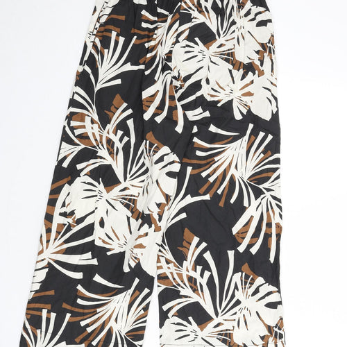 Alpha Womens Multicoloured Geometric Cotton Trousers Size 14 L21 in Regular - Leaf Print