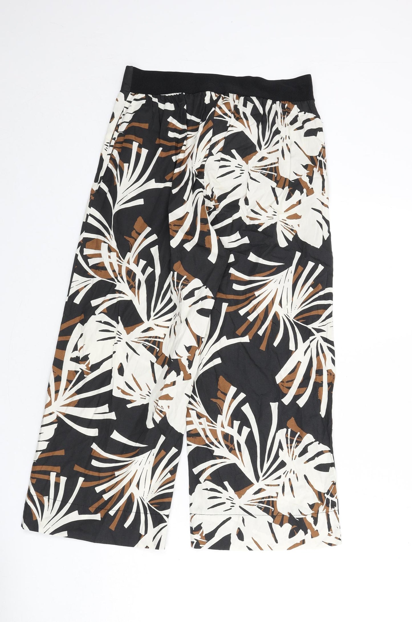 Alpha Womens Multicoloured Geometric Cotton Trousers Size 14 L21 in Regular - Leaf Print