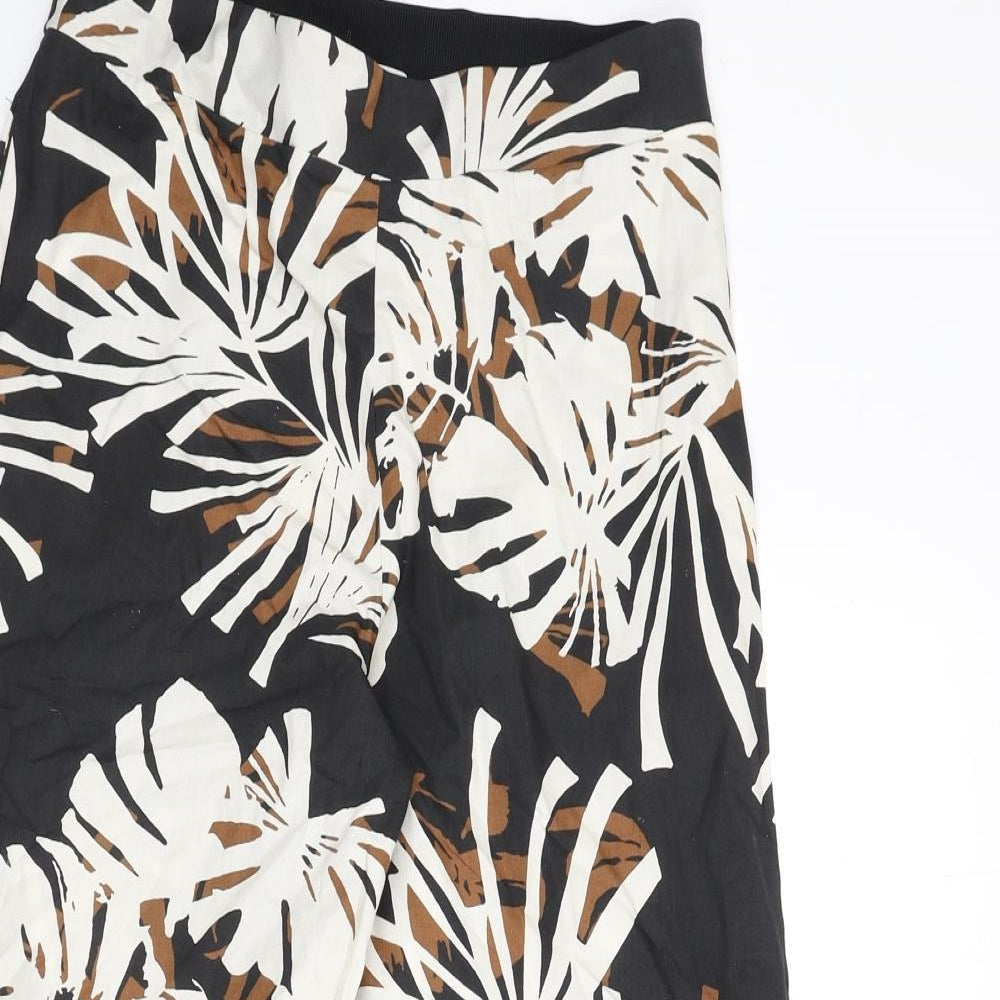 Alpha Womens Multicoloured Geometric Cotton Trousers Size 14 L21 in Regular - Leaf Print