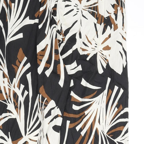 Alpha Womens Multicoloured Geometric Cotton Trousers Size 14 L21 in Regular - Leaf Print