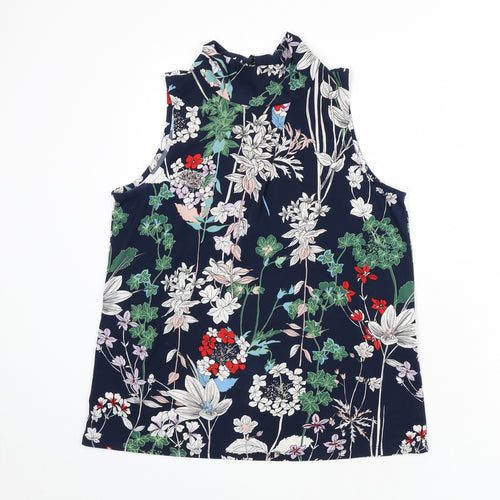 Warehouse Womens Multicoloured Floral Polyester Basic Tank Size 10 Mock Neck