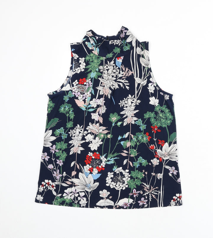 Warehouse Womens Multicoloured Floral Polyester Basic Tank Size 10 Mock Neck
