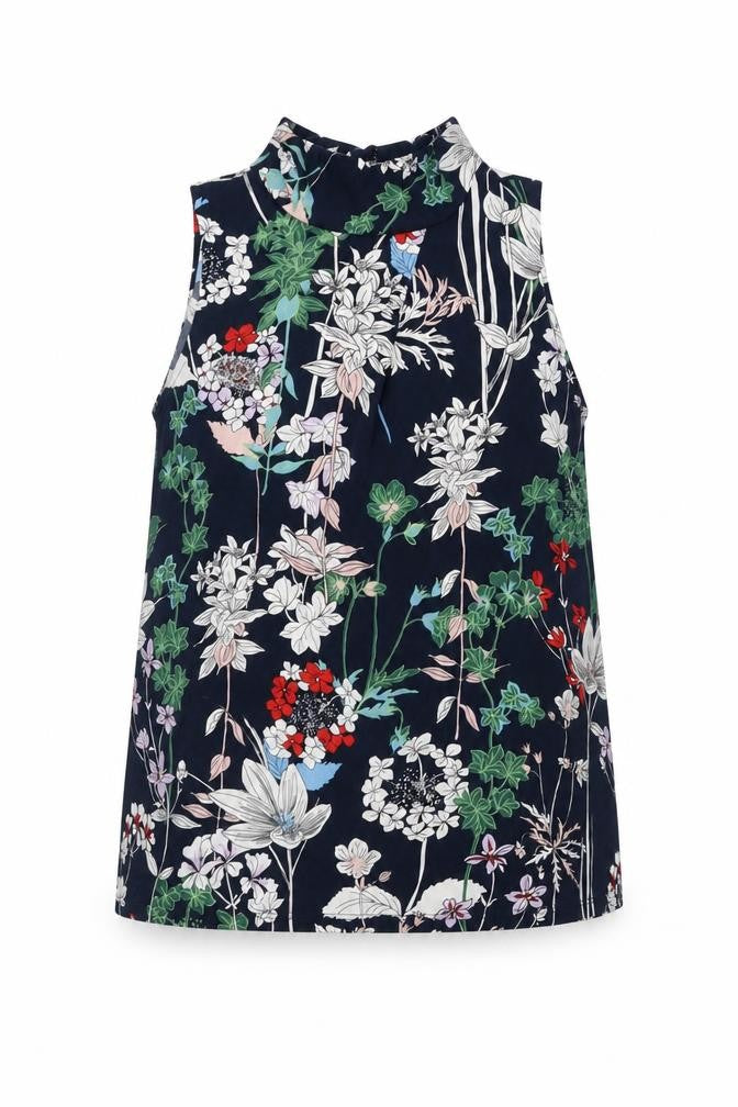 Warehouse Womens Multicoloured Floral Polyester Basic Tank Size 10 Mock Neck