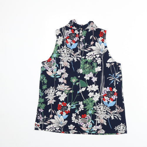 Warehouse Womens Multicoloured Floral Polyester Basic Tank Size 10 Mock Neck