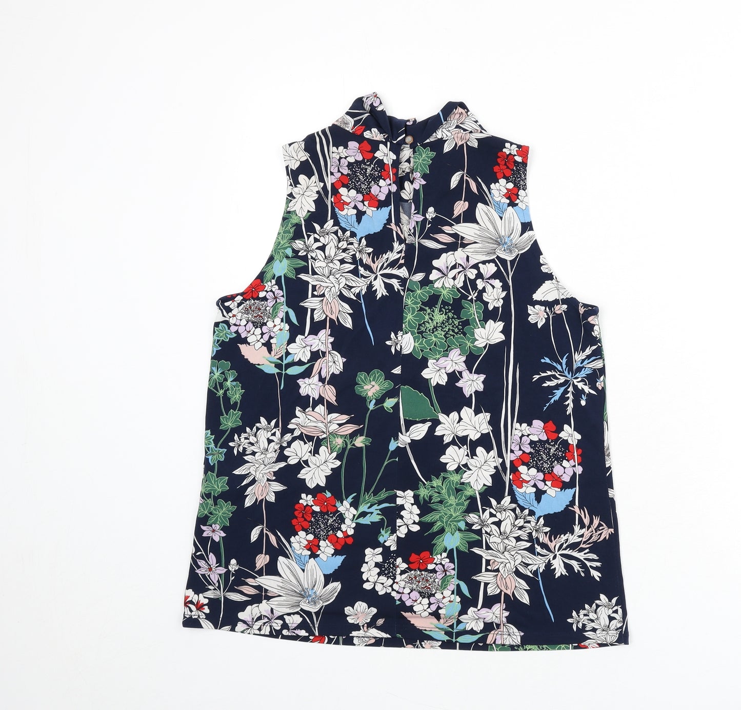 Warehouse Womens Multicoloured Floral Polyester Basic Tank Size 10 Mock Neck