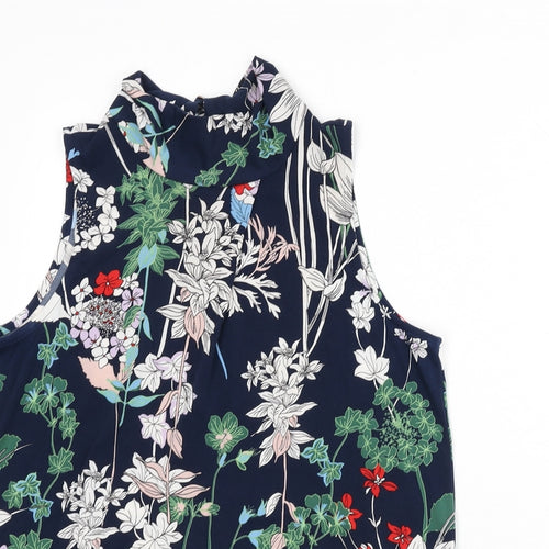 Warehouse Womens Multicoloured Floral Polyester Basic Tank Size 10 Mock Neck