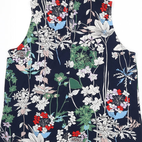 Warehouse Womens Multicoloured Floral Polyester Basic Tank Size 10 Mock Neck