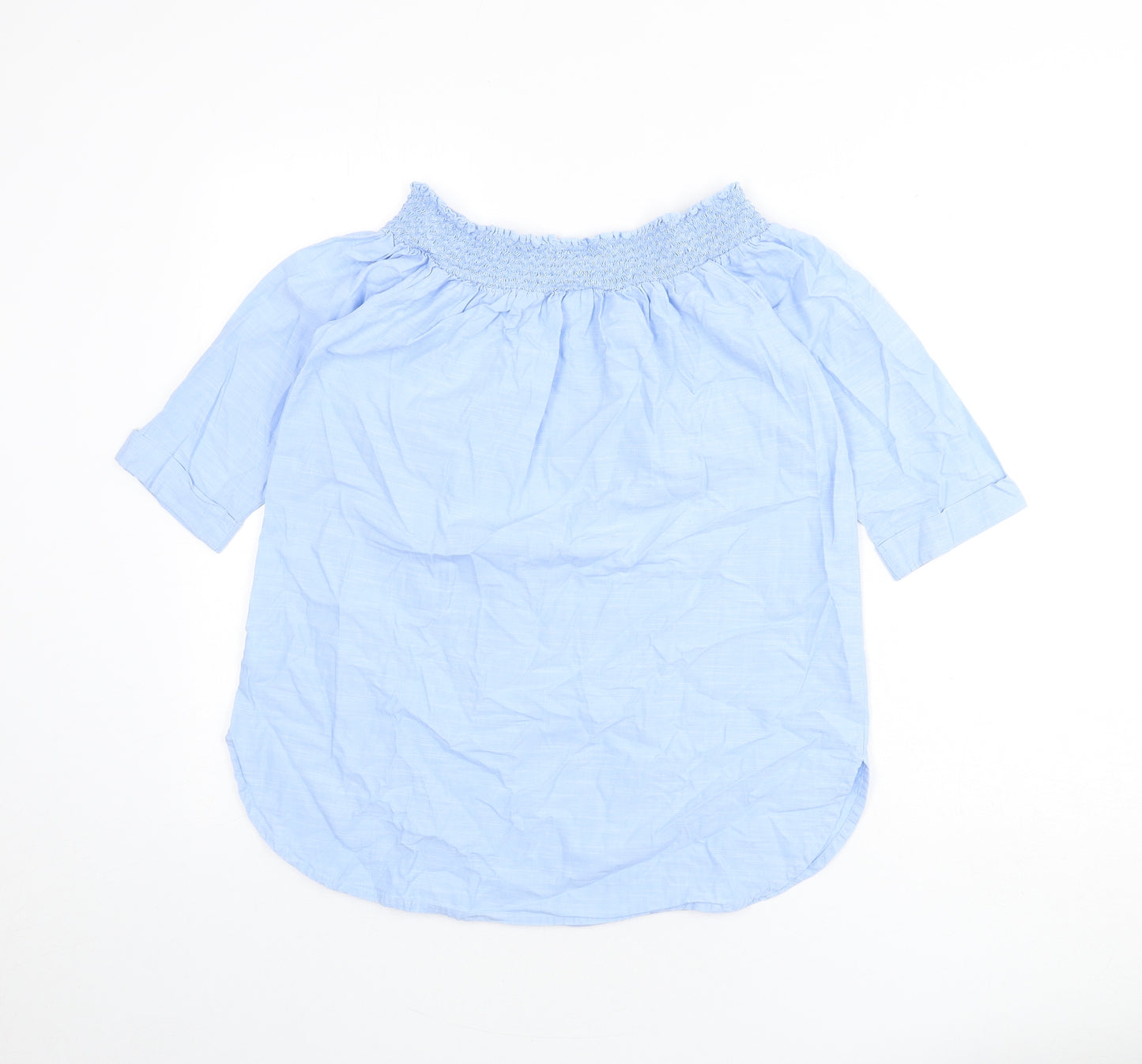 River Island Womens Blue Cotton Basic Blouse Size 12 Off the Shoulder - Bardot