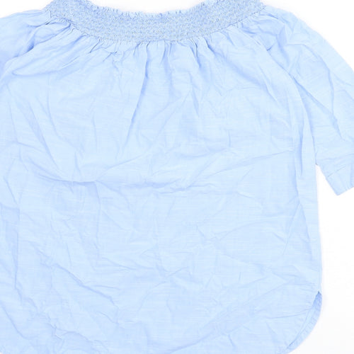 River Island Womens Blue Cotton Basic Blouse Size 12 Off the Shoulder - Bardot