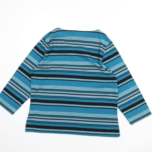 Alexara Womens Blue Round Neck Striped Polyester Pullover Jumper Size 18