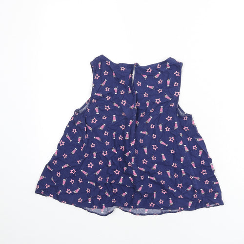 Henry Holland Womens Blue Geometric Viscose Cropped Tank Size 6 Scoop Neck - Milkshakes, Stars
