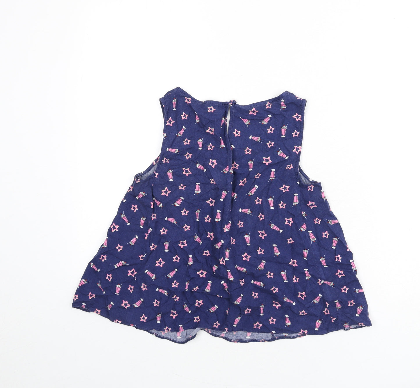 Henry Holland Womens Blue Geometric Viscose Cropped Tank Size 6 Scoop Neck - Milkshakes, Stars