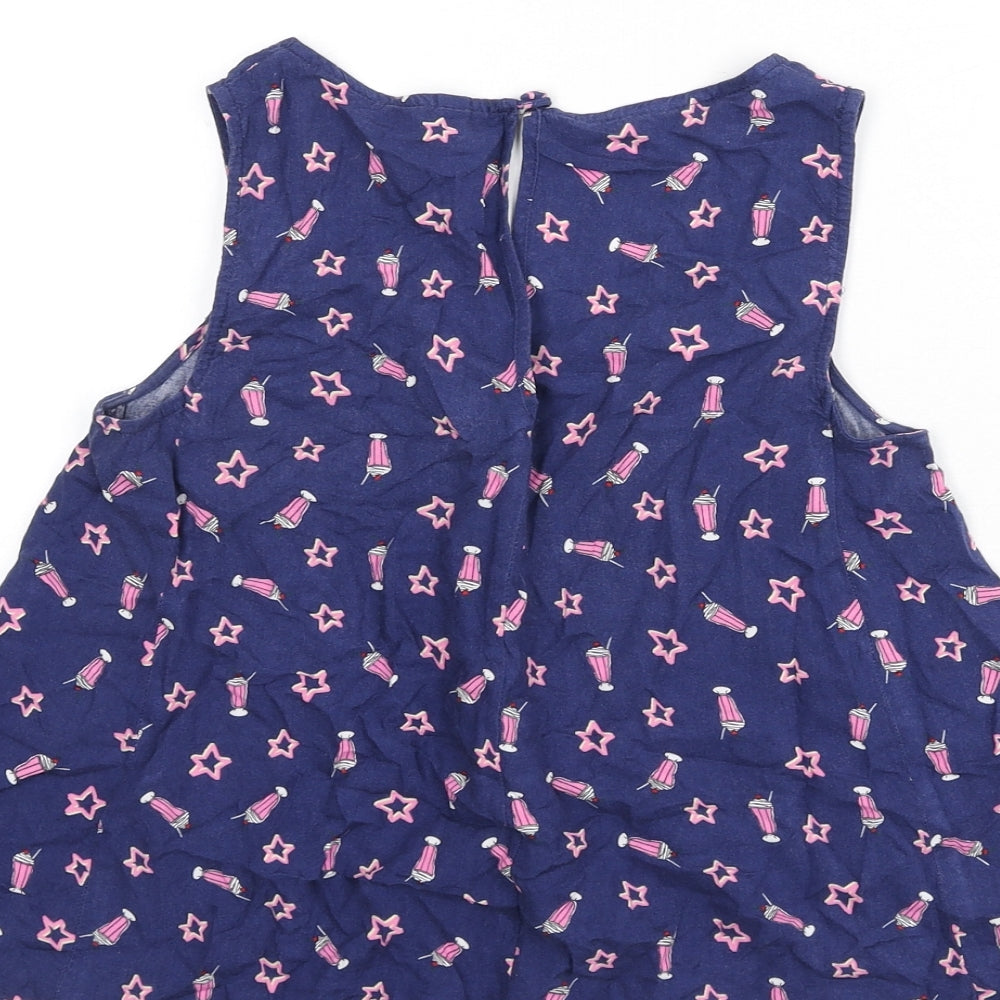Henry Holland Womens Blue Geometric Viscose Cropped Tank Size 6 Scoop Neck - Milkshakes, Stars