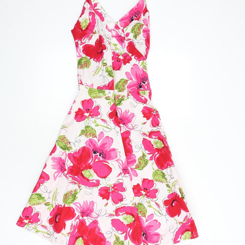 Pilot Womens Multicoloured Floral Cotton Fit & Flare Size 10 Halter Button