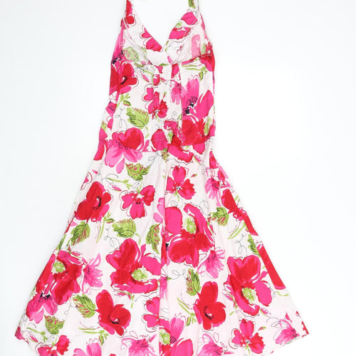 Pilot Womens Multicoloured Floral Cotton Fit & Flare Size 10 Halter Button