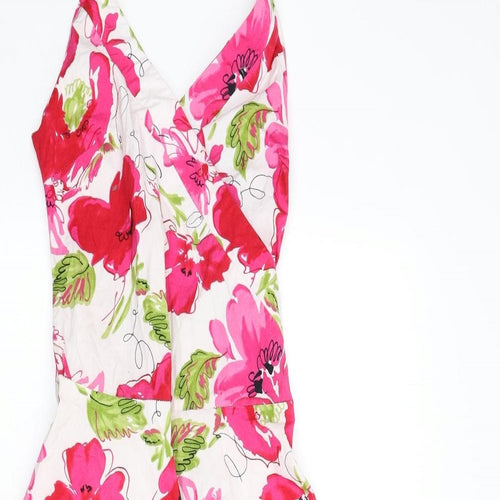 Pilot Womens Multicoloured Floral Cotton Fit & Flare Size 10 Halter Button