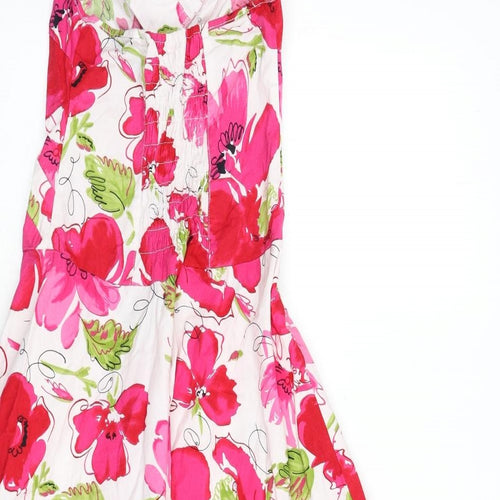 Pilot Womens Multicoloured Floral Cotton Fit & Flare Size 10 Halter Button