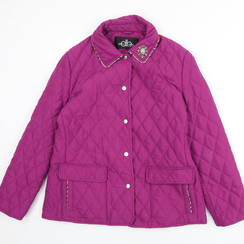 David Barry Womens Purple Quilted Coat Size 12 Snap