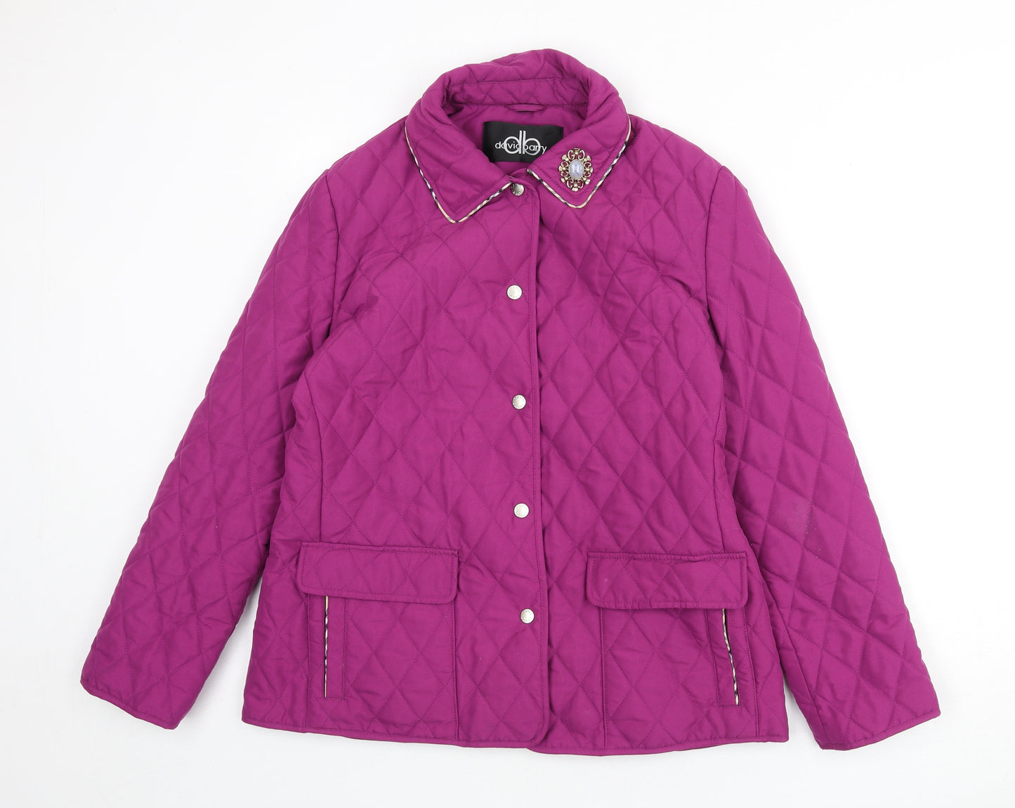 David Barry Womens Purple Quilted Coat Size 12 Snap