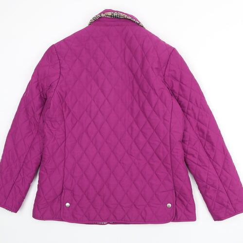 David Barry Womens Purple Quilted Coat Size 12 Snap