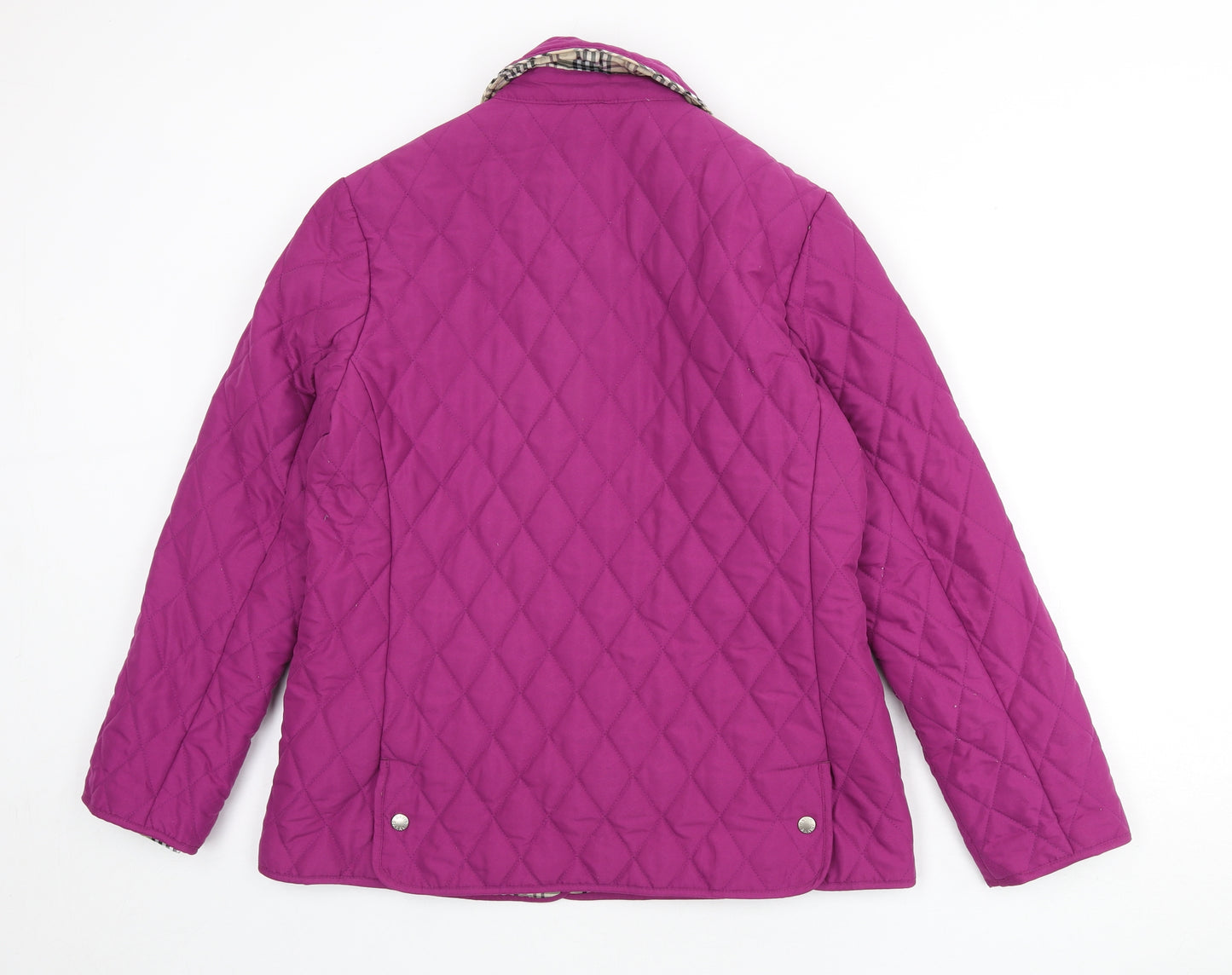 David Barry Womens Purple Quilted Coat Size 12 Snap