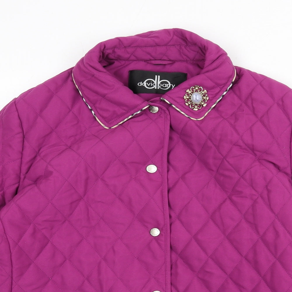 David Barry Womens Purple Quilted Coat Size 12 Snap