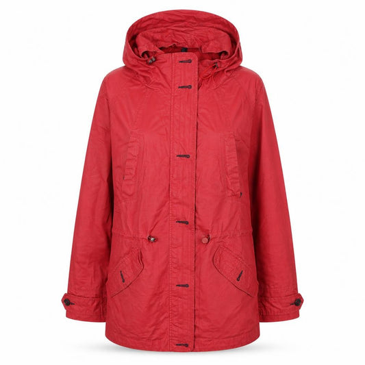 Front view of Next women’s red rain coat coat, size UK 12, zip
