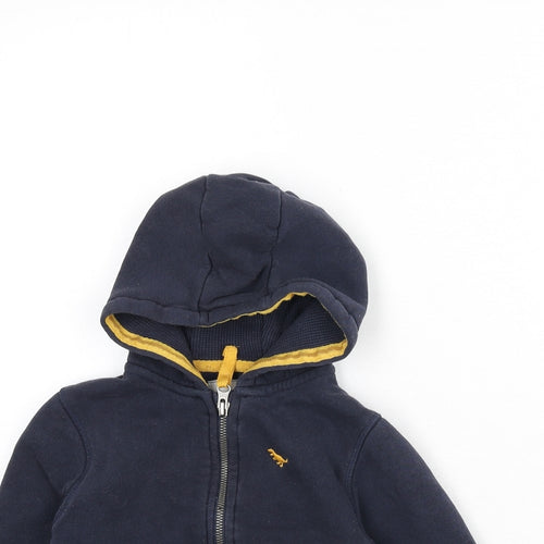 NEXT Boys Blue Cotton Full Zip Hoodie Size 2-3 Years Zip - Dinosaur
