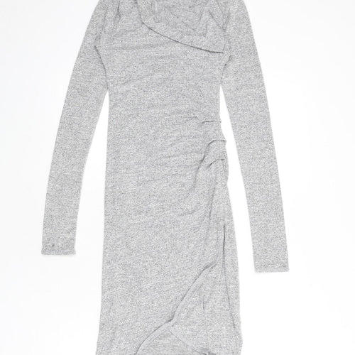 Wilfred Free Womens Grey Viscose Bodycon Size XS V-Neck Pullover - Ruched