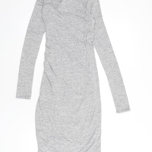 Wilfred Free Womens Grey Viscose Bodycon Size XS V-Neck Pullover - Ruched