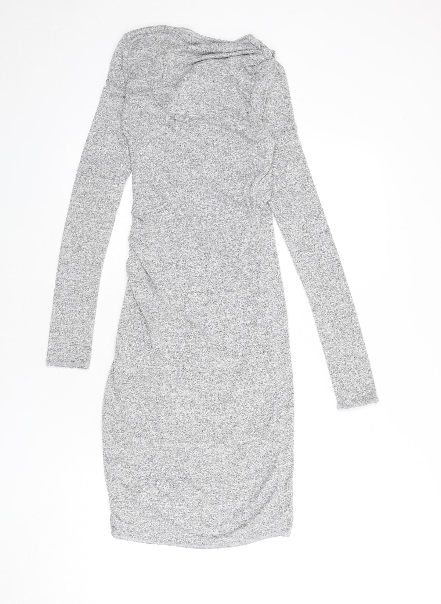 Wilfred Free Womens Grey Viscose Bodycon Size XS V-Neck Pullover - Ruched