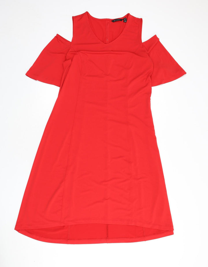 H by Halston Womens Red Polyester A-Line Size M V-Neck Pullover