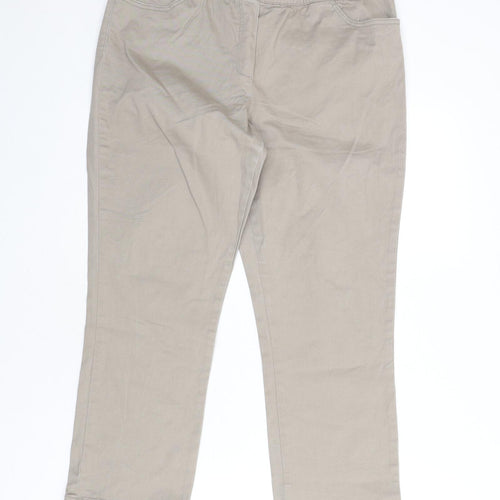 bpc Womens Beige Cotton Trousers Size 16 L24 in Regular