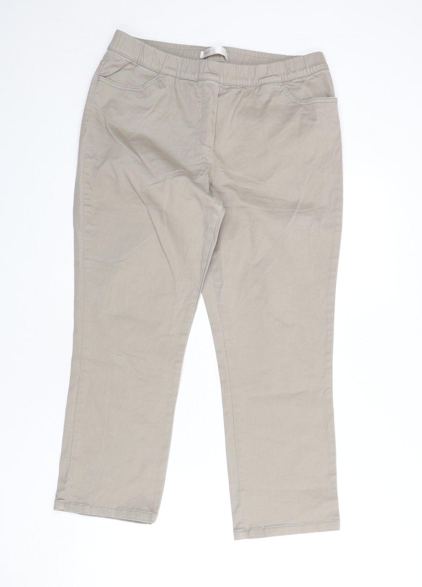 bpc Womens Beige Cotton Trousers Size 16 L24 in Regular