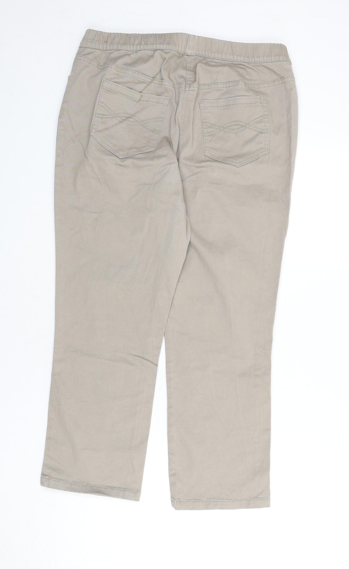 bpc Womens Beige Cotton Trousers Size 16 L24 in Regular