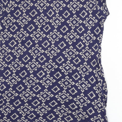 White Stuff Womens Blue Geometric Cotton Tunic T-Shirt Size 18 V-Neck
