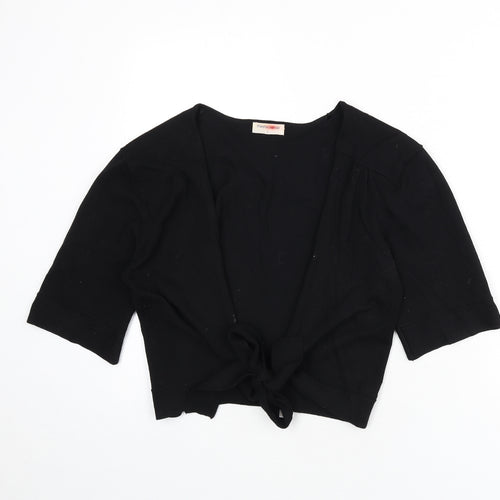 The Stock Shop Womens Black V-Neck Viscose Shrug Jumper Size L - Cropped, Tie Front