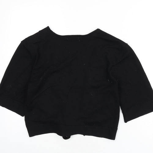 The Stock Shop Womens Black V-Neck Viscose Shrug Jumper Size L - Cropped, Tie Front