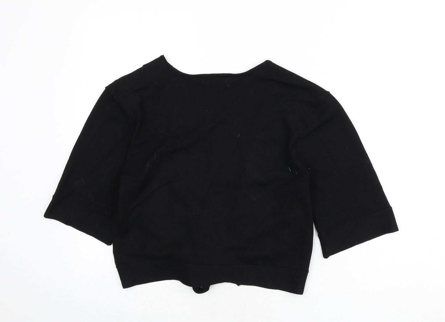 The Stock Shop Womens Black V-Neck Viscose Shrug Jumper Size L - Cropped, Tie Front