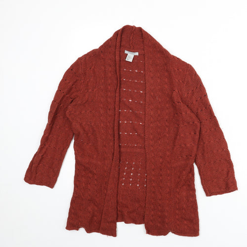 H&M Womens Orange V-Neck Polyamide Cardigan Jumper Size M