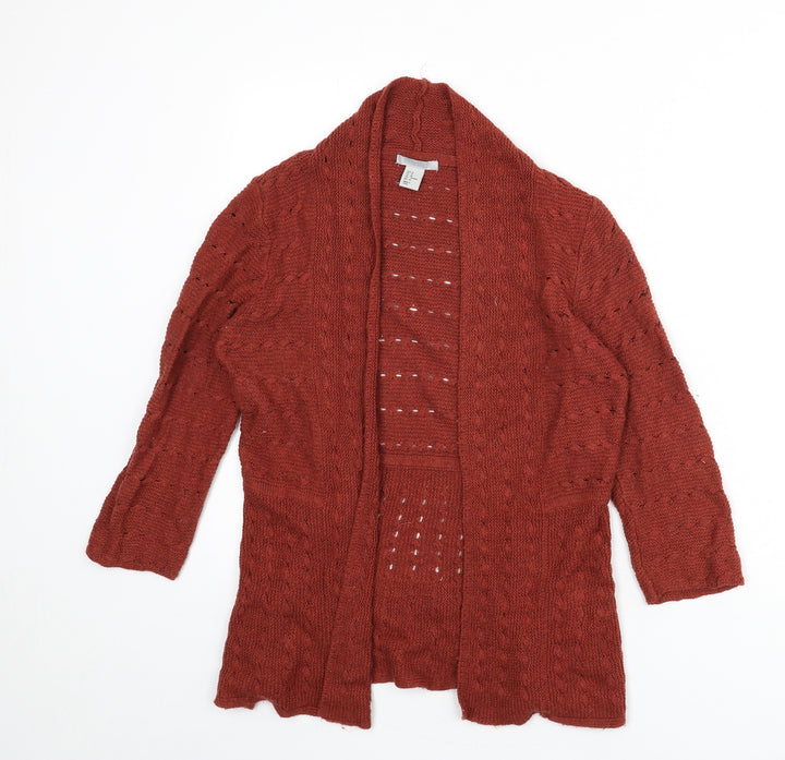 H&M Womens Orange V-Neck Polyamide Cardigan Jumper Size M