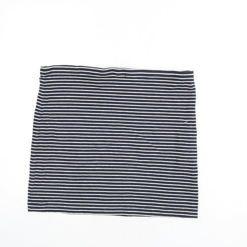 H&M Womens Blue Striped Cotton Bandage Skirt Size L